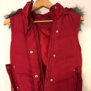 Red puffer vest